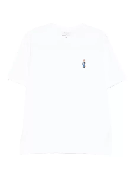 Tričko Maison Kitsuné s výšivkou bílé