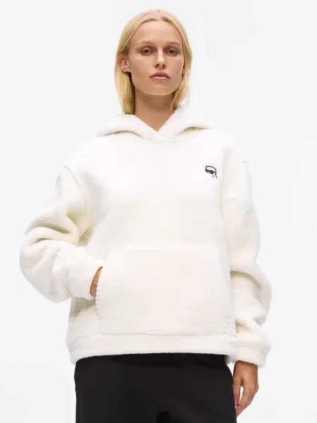 Суичър с качулка Karl Lagerfeld с качулка бежово