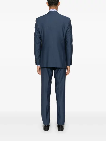 Costum Canali cu model herringbone de costum albastru