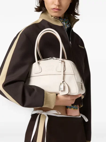 Geantă shopper Miu Miu alb