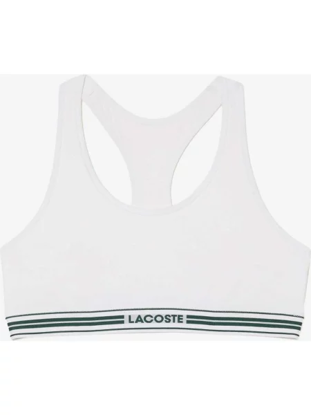 Biustonosz Lacoste Stirpes Logo w kolorze biało-zielonym XL biały