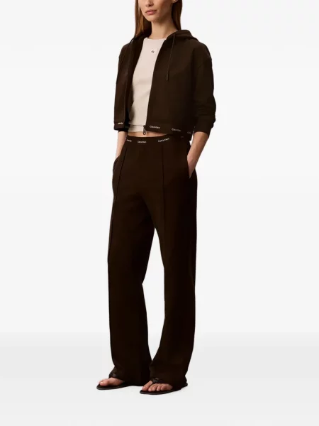 Pantaloni Calvin Klein alergare cu autograf maro