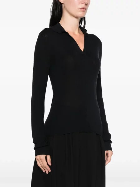 Tricou polo Max Mara tricotate negru