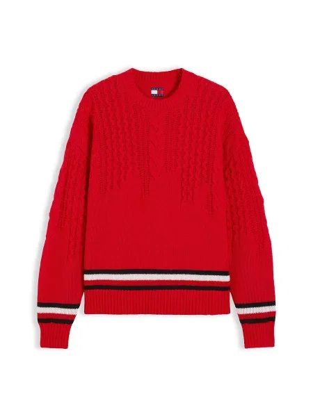Tommy Jeans Pulover roșu / negru alb