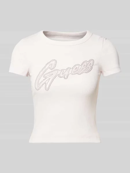 T-shirt z nadrukiem z logo Guess różowa