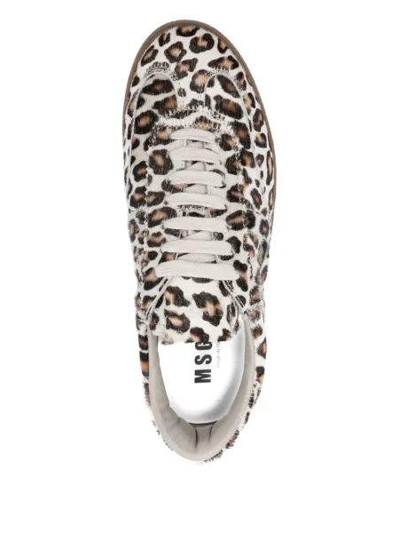 Sneakerși Msgm din piele cu imagine cu model leopard