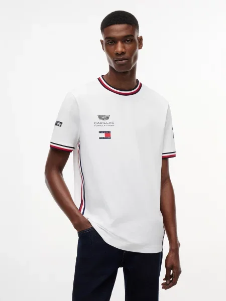TOMMY HILFIGER Tričko Bottas Replica červená / čierna biela