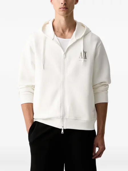 Hanorac cu glugă Armani Exchange cu broderie alb