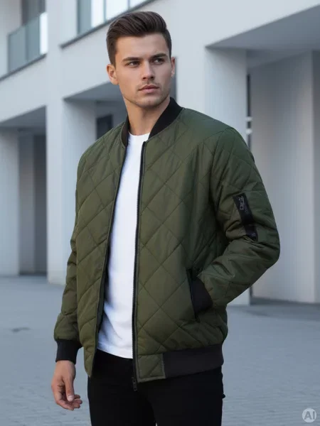 Kurtka pikowana bomber jacket zielona