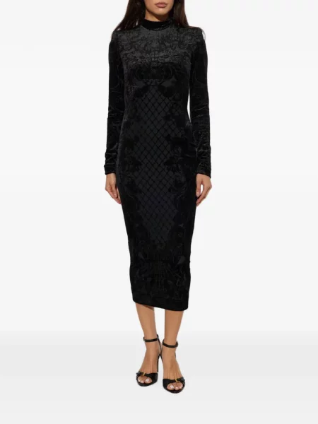 Rochie midi Balmain de catifea negru
