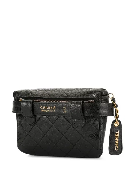 Prošívaný diamant pásek Chanel Pre-owned černý