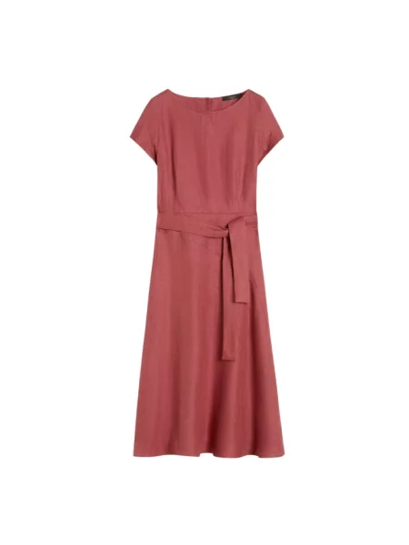 Lniana sukienka midi Weekend Max Mara czerwona