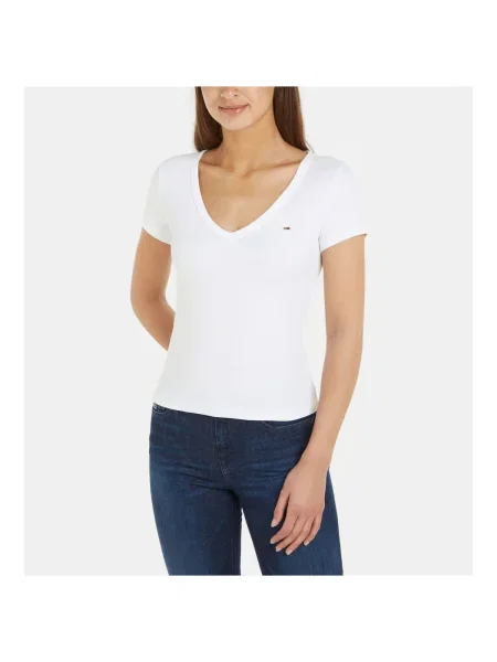 Tommy Jeans tričko dámske s elastanom biela