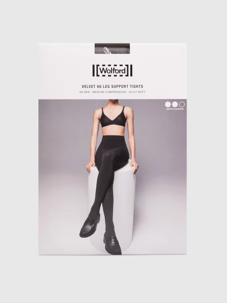 Бархатные колготы Wolford черные