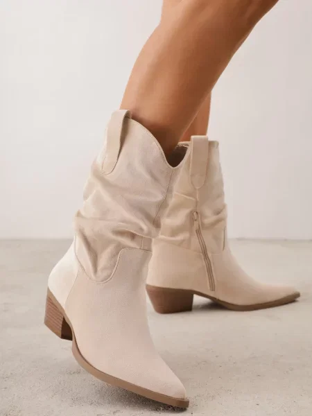 Botine Ideal cu toc conic conici bej