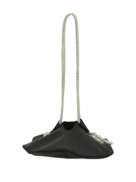 Geantă Kara din satin de cristal negru