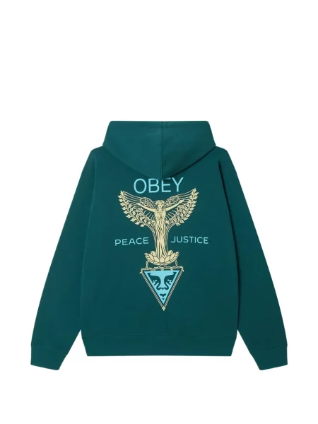 Majica s kapuljačom Obey s printom zelena