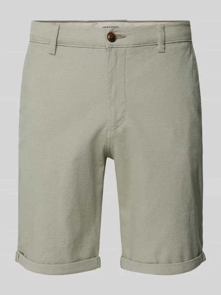 Bermudy o kroju regular fit z fakturowanym wzorem model ‘FURY’ Jack & Jones zielone