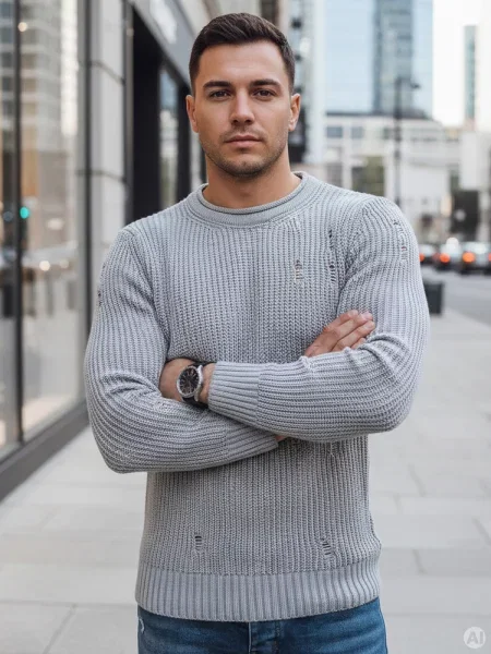 Sweter jasnoszary Dstreet