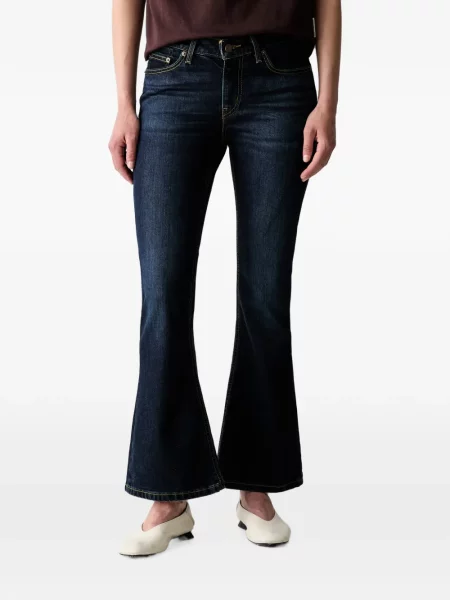 Pantaloni scurți din denim Levi's® din dantelă zdrențuiți cu talie înaltă albastru