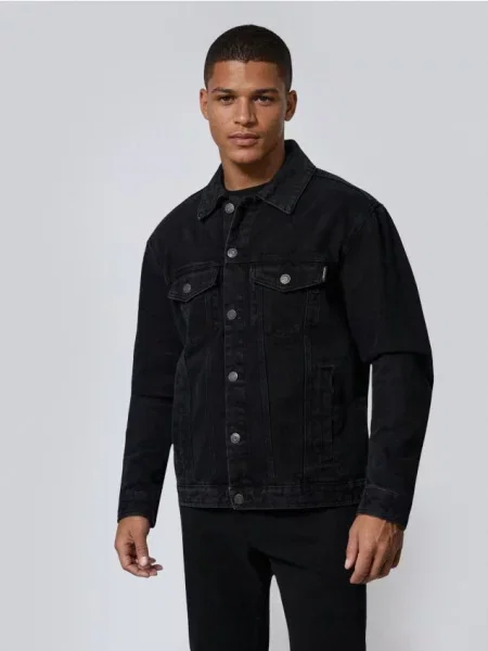 Sinsay Jeansowa kurtka trucker czarny