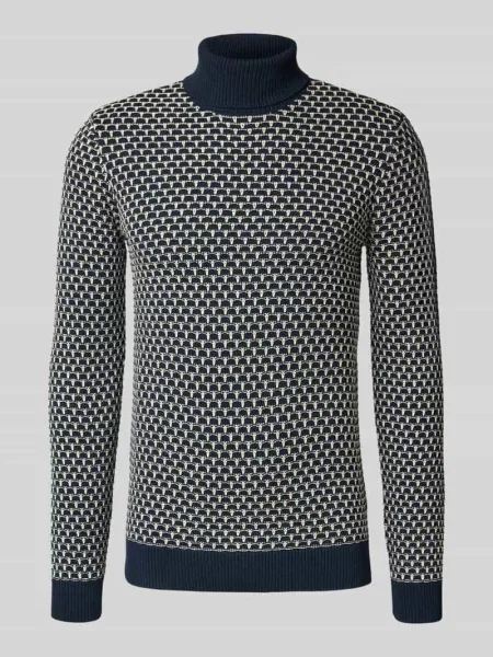 Sweter z dzianiny z golfem Blend granatowy