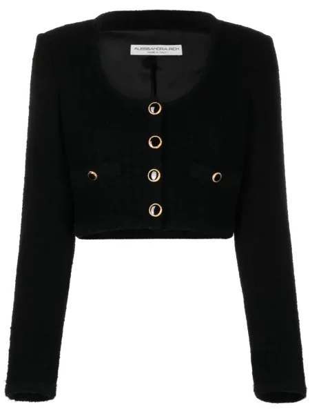 Kurtka Alessandra Rich tweedowa o krotszym kroju czarna