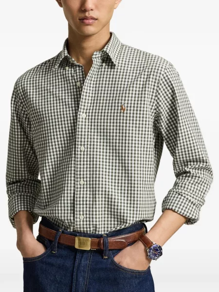 Pletene trčanje hlače Polo Ralph Lauren karirane zelena