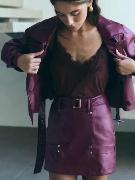 Спідниці Dressa екошкіра бордовий