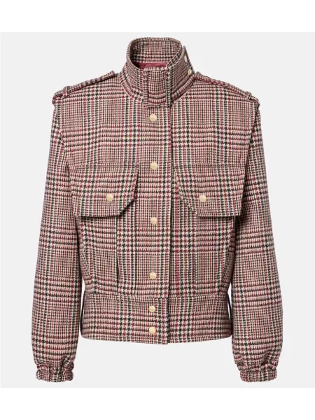 Geacă Patou de lână în carouri gri