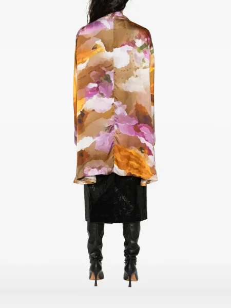 Geacă Yavi cu imagine cu imprimeu abstract maro