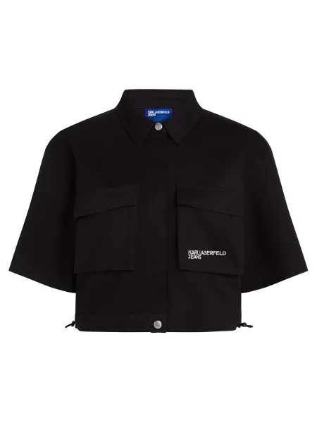 Karl Lagerfeld Jeans cămașă femei cu guler clasic relaxed negru