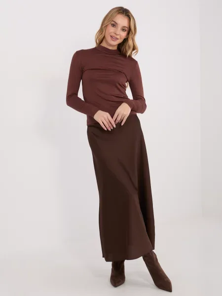 Enobarvna bluza Calimera z dolgimi rokavi rjava