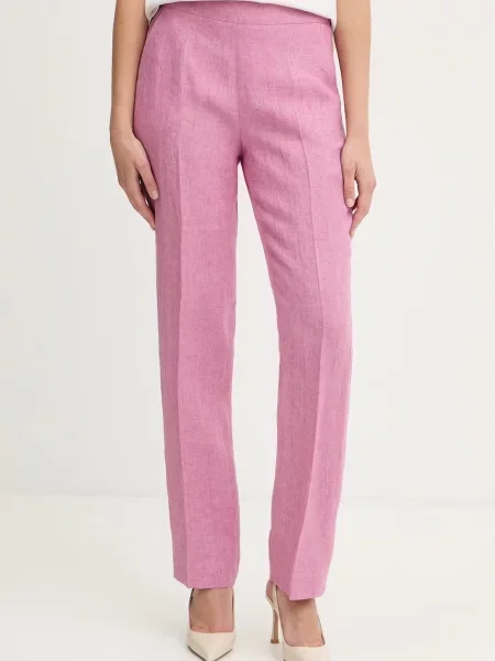 Luisa Spagnoli pantaloni pentru femei din in Ammenda roz