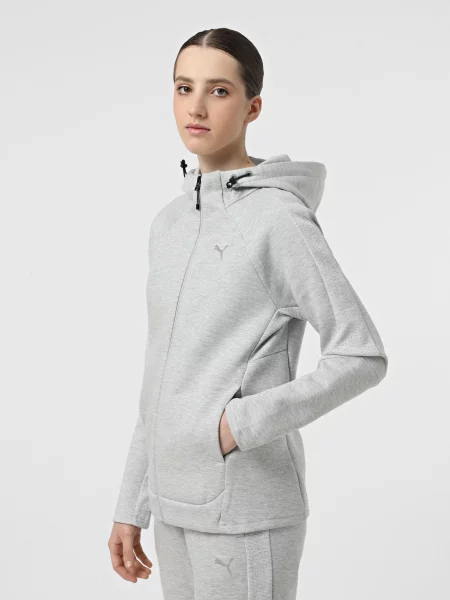 Кофта PUMA Evostripe Full-Zip світло-сірий бавовна/поліестер сірий