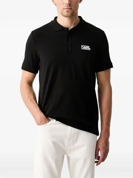 Scurt tricou polo Karl Lagerfeld cu imagine negru