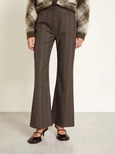 Acne Studios Marlene Kalhoty tmavě hnědá béžová