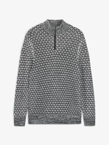 Sweter z wysokim kołnierzem zapinanym na krój regular fit czarny