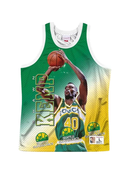 Cămașă Mitchell & Ness din jerseu verde