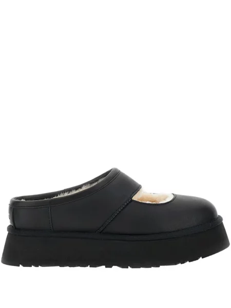 Papuci tip mules Ugg din piele cu platformă negru