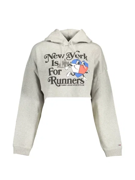 Decupat hanorac cu glugă Tommy Hilfiger cu imagine gri