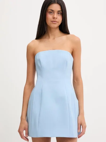 Bardot rochie mini KAROLINE albastru