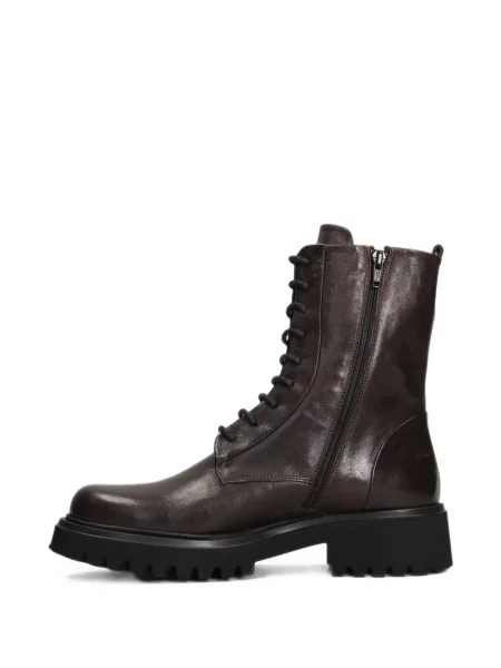 Botine Evaluna cu șireturi din piele maro