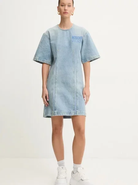 Moschino Jeans sukienka jeansowa mini oversize niebieski