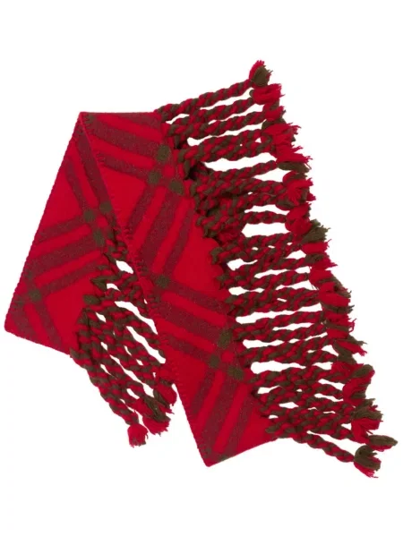 Fular Burberry de lână în carouri roșu