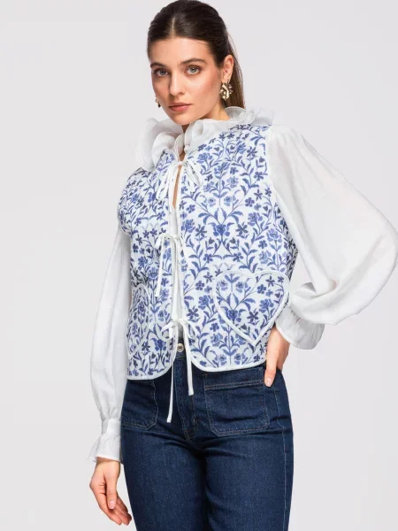Vestă Edoti cu model floral negru