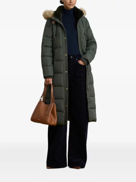 Палто Lauren Ralph Lauren с качулка зелено
