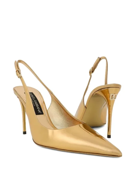 Pantofi cu toc Dolce & Gabbana slingback auriu