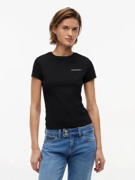 Tommy Jeans Tricou ESS / alb negru