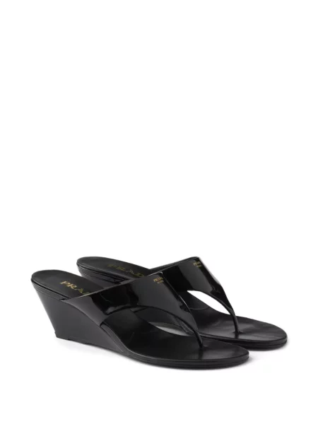 Sandale Prada din piele cu pană negru